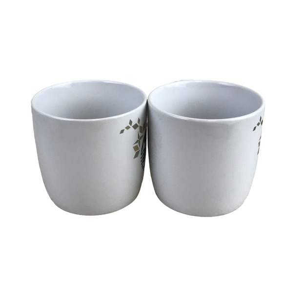 Starbucks 2 Mug‎ Lot Holiday Collection 2013 Mermaid Siren Logo Gold Snowflakes - Picture 4 of 8